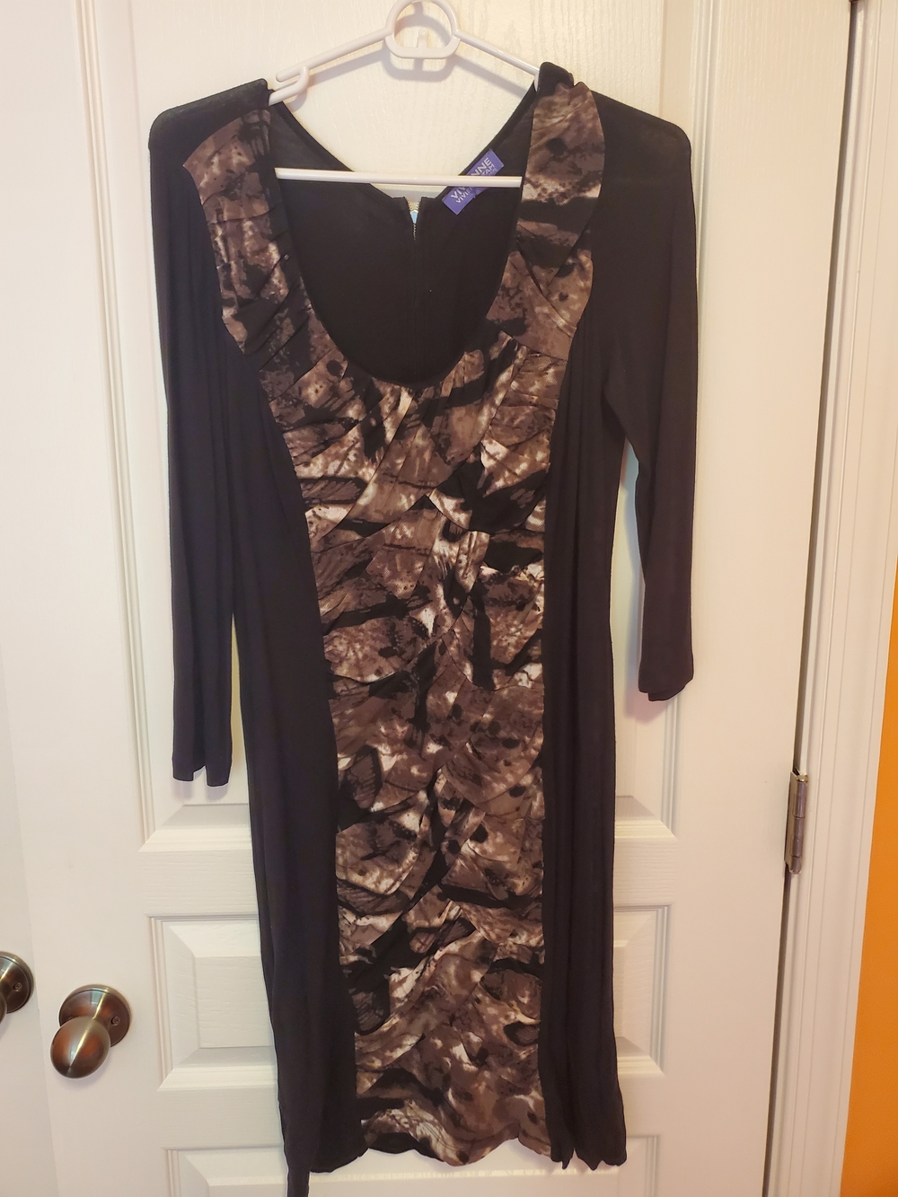 Vivienne Tam Black Dress with Brown Patterned Front Panel